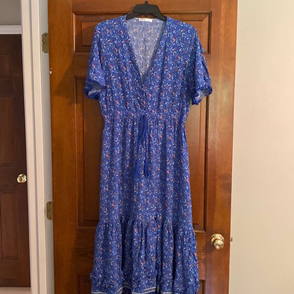 Gorgeous Blue Floral R. Vivimos Dress Size XL
